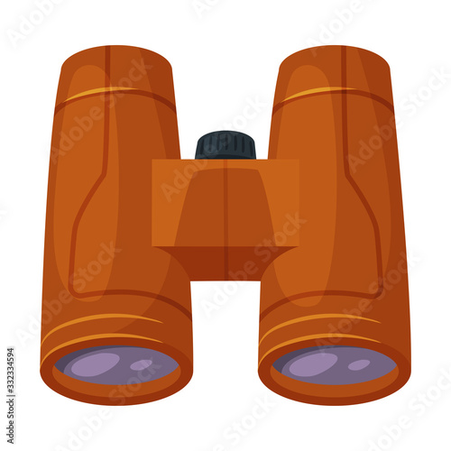 Orange Binoculars Optical Device, Focus, Zoom, Spying, Searching Equipment Vector Illustration
