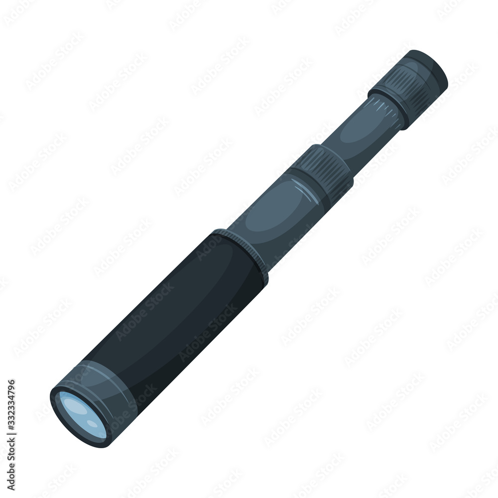 Spyglass Optical Device, Focus, Spying, Searching Equipment, Discovery Tool Vector Illustration