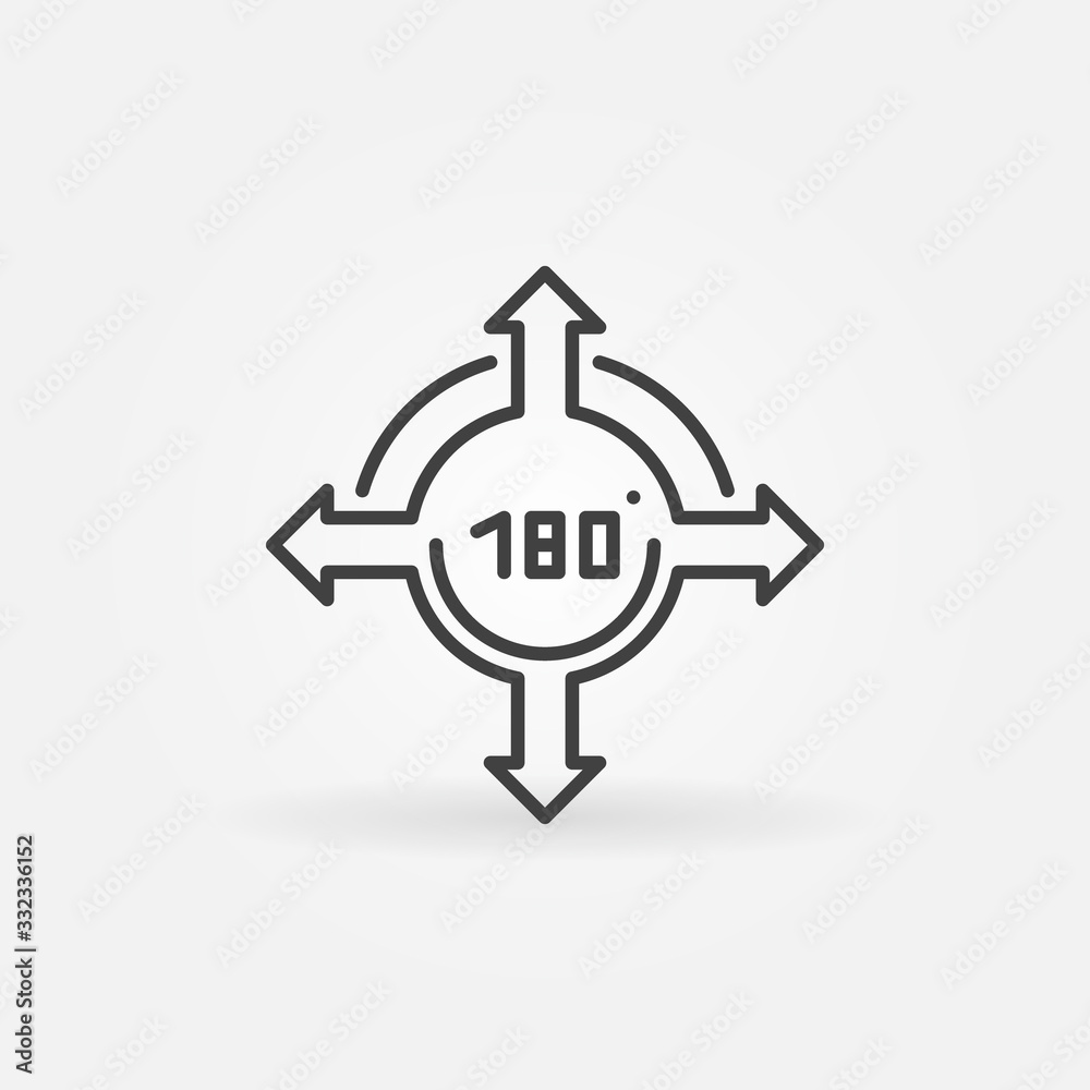 Arrows with 180 degrees outline vector concept icon or design element Arrows with 180 degrees outline vector concept icon or design element