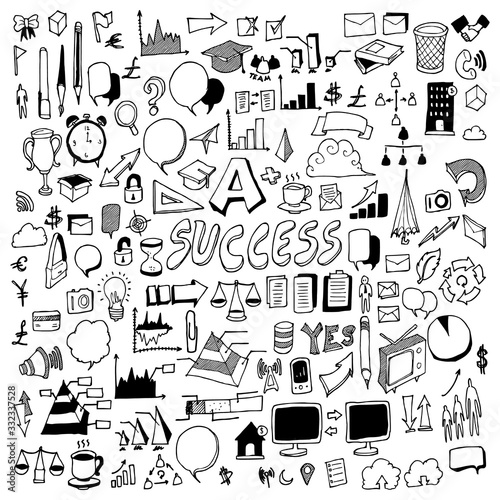 Business doodle set. Drawing vector illustration hand drawn eps10
