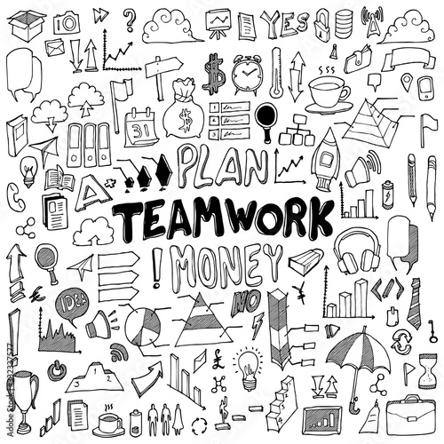 Business doodle set. Drawing vector illustration hand drawn eps10