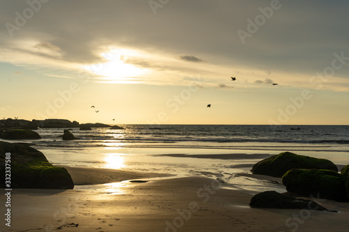 beautiful colorful sunset on agonda beach in goa, india