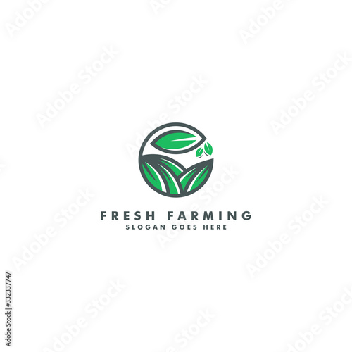Fresh Farm logo design template, Organic icon template vector illustration