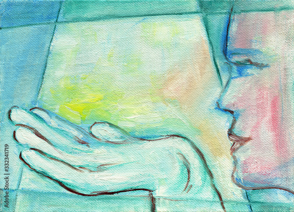 Impressionist Person Holding Out There Hand Copy Space Impressionist Person Holding Out There Hand Copy Space