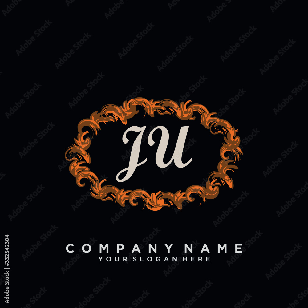 Initial Letter JU Logo With circle Template Vector	
