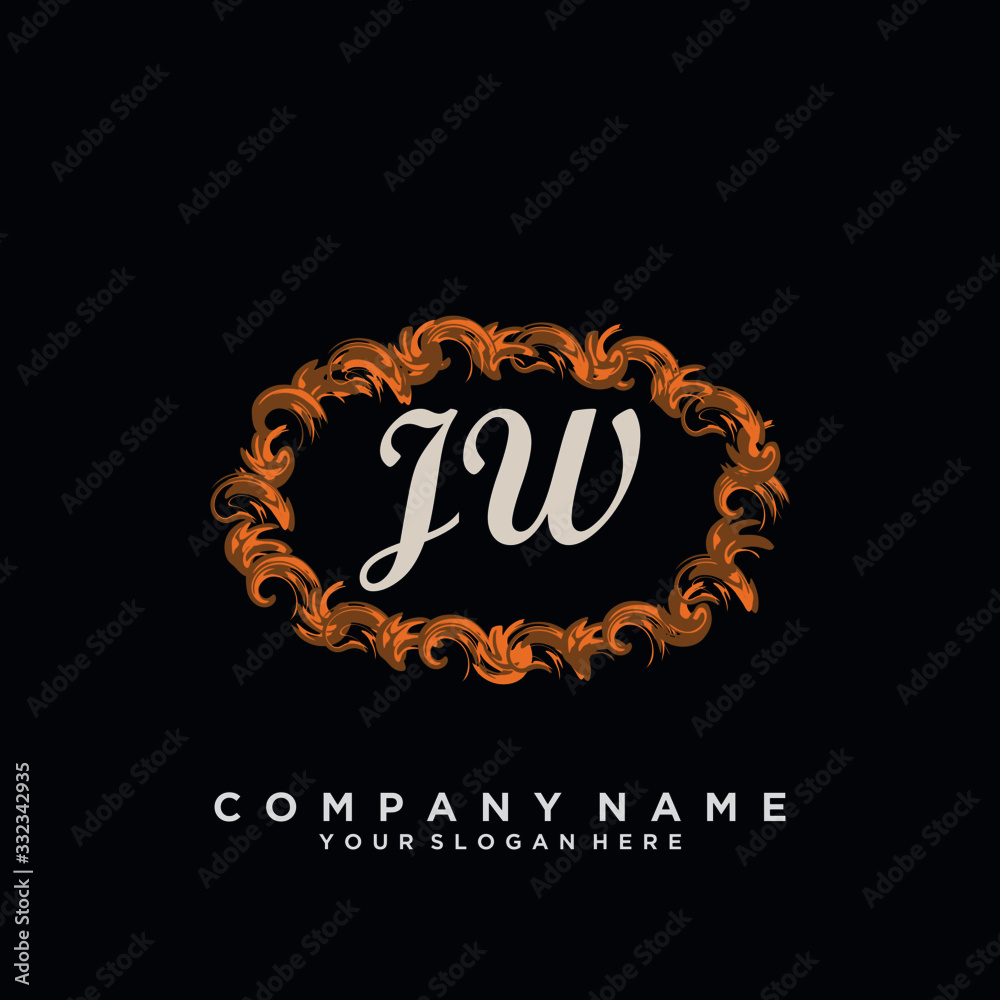 Initial Letter JW Logo With circle Template Vector	
