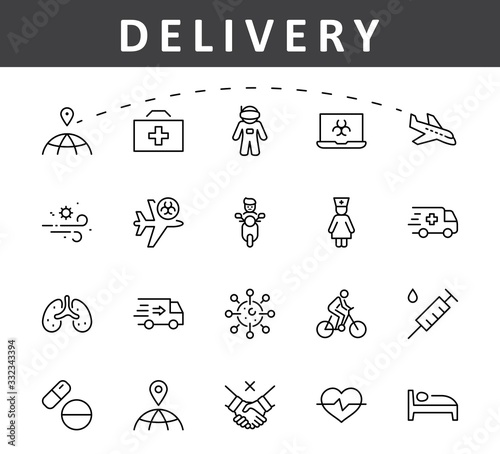 Set of Coronavirus Protection Vector Line Icon. Contains such Icons as Ambulance, Novel CoronaVirus, Protective Measures, Symptoms, Incubation Period and more. 32x32 Pixels. Editable Stroke