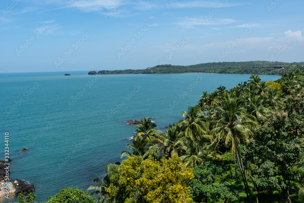 panoramic view of the coast of goa, india