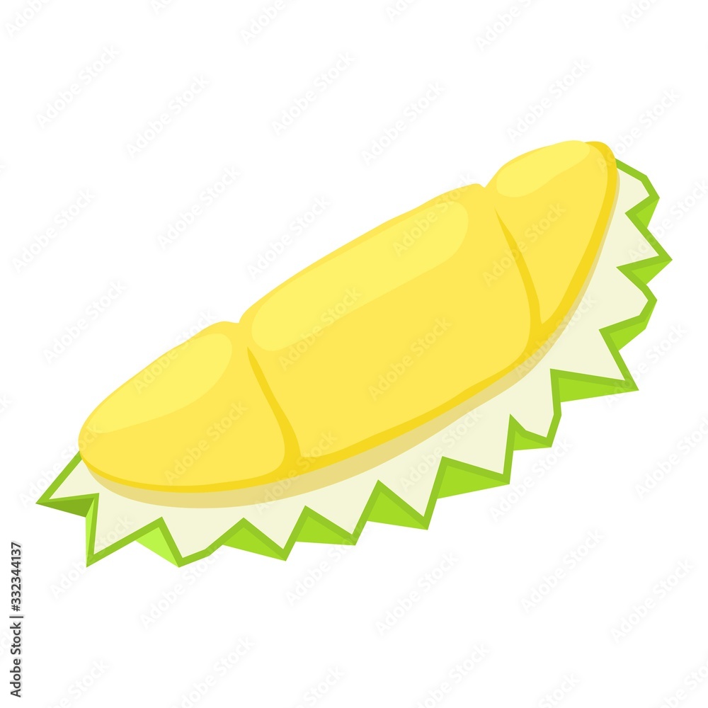 Piece durian fruit icon. Isometric of piece durian fruit vector icon for web design isolated on white background Piece durian fruit icon. Isometric of piece durian fruit vector icon for web design isolated on white background