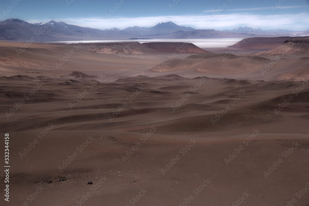 Landscape at the Puna de Atacama with Llullaillaco volcano in the background, Argentina Landscape at the Puna de Atacama with Llullaillaco volcano in the background, Argentina