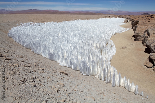 Field of penitentes along the road from La Casualidad to Mina Julia, Puna de Atacama, Argentina photo