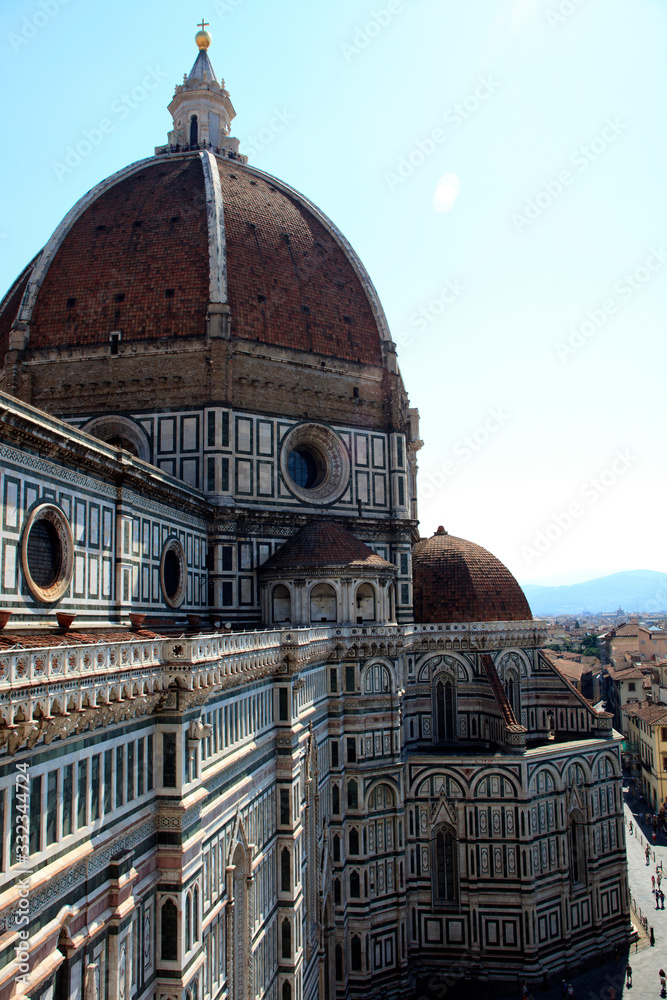 Firenze, Italy - April 21, 2017: The Duomo and  Brunelleschi cupola in Florence, Firenze, Tuscany, Italy