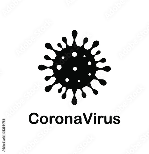Coronavirus Bacteria Cell Icon.2019-nCoV Novel Coronavirus Bacteria.COVID-19.No Infection and Stop Coronavirus Concepts.Dangerous Coronavirus Cell in China,Wuhan,Europe,world.Isolated black Vector.