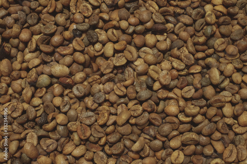 Coffee beans texture, Coffee beans have not been roasted, Dry seeds.