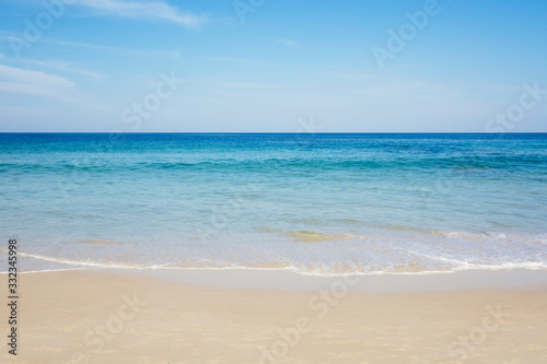 Gentle aqua blue sea waves on a sunny day with copy space. Phuket  Thailand