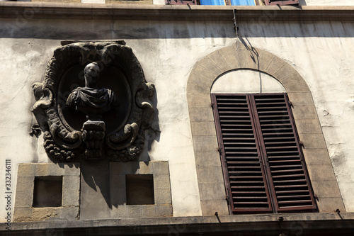 Firenze, Italy - April 21, 2017: The Pitti-mannelli palace facade, Florence, Firenze, Tuscany, Italy photo