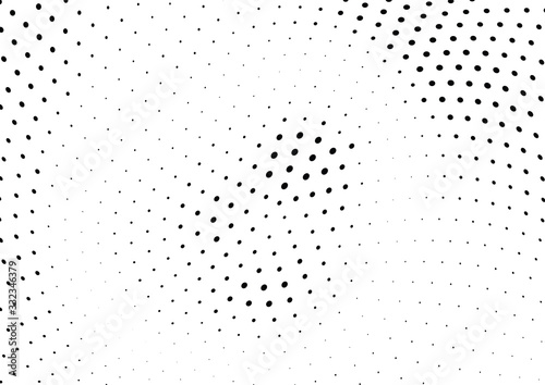Abstract halftone wave dotted background. Halftone twisted grunge pattern, dot, circle. Vector modern optical halftone pop art texture for poster, business card, cover, label mock-up, sticker layout © uncleaux