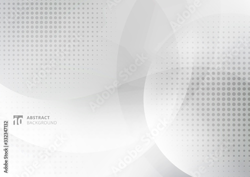 Abstract background white and gray curve circle with haltone.