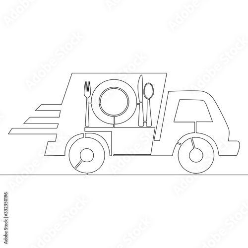 Continuous line drawing food delivery concept