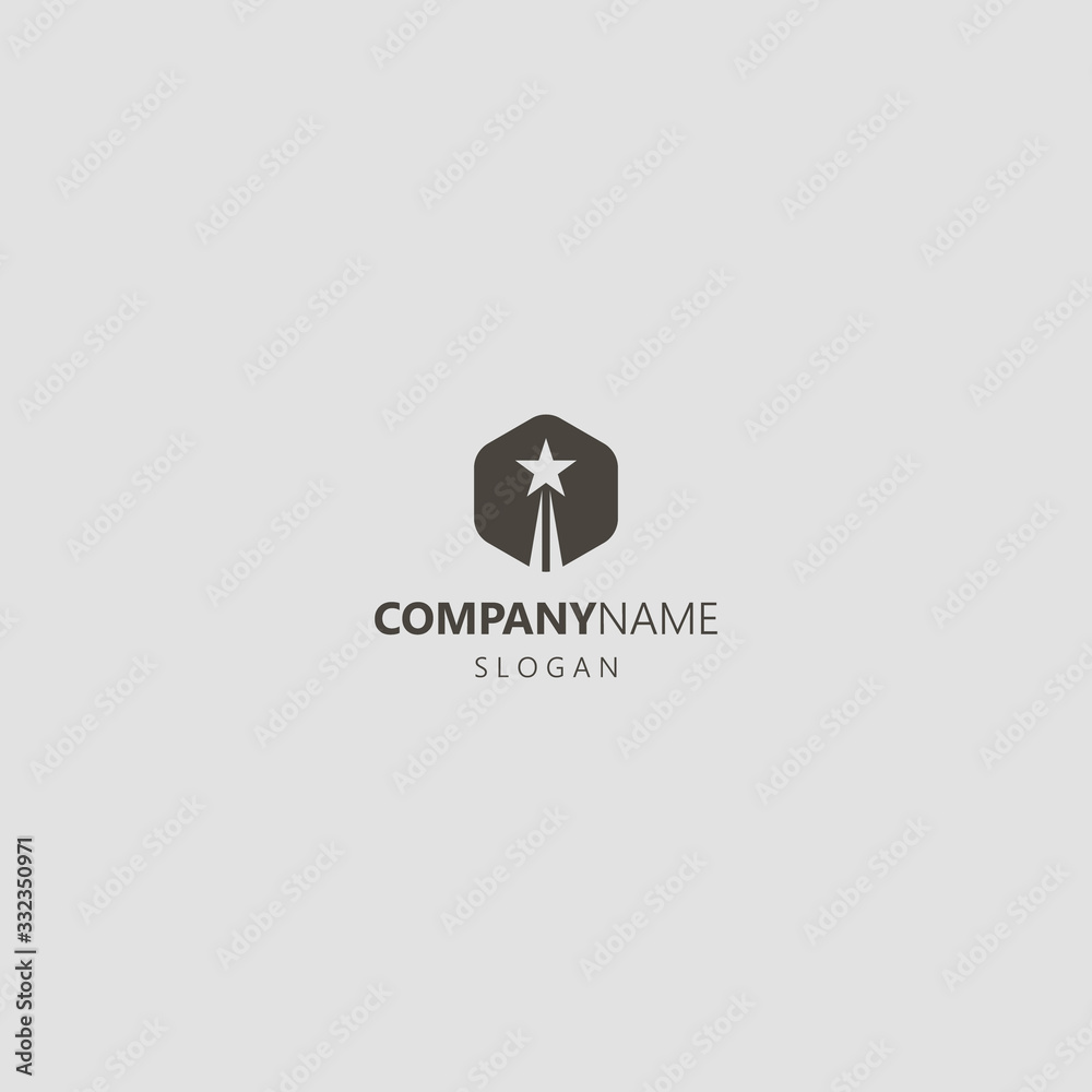 black and white simple vector geometric negative space hexagon iconic logo of take-off star black and white simple vector geometric negative space hexagon iconic logo of take-off star