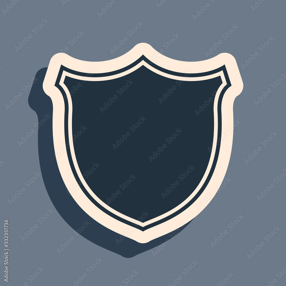 Black Shield security icon isolated on grey background. Protection, safety, security concept. Firewall access privacy sign. Long shadow style. Vector Illustration Black Shield security icon isolated on grey background. Protection, safety, security concept. Firewall access privacy sign. Long shadow style. Vector Illustration