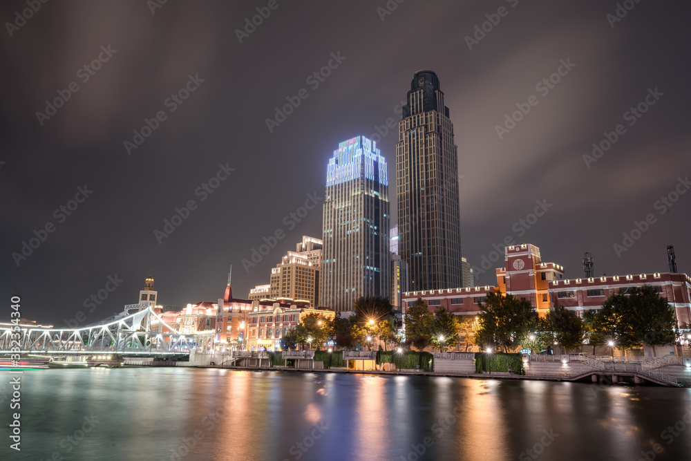 gorgeous night view of tianjin's bustling metropolis,china gorgeous night view of tianjin's bustling metropolis,china
