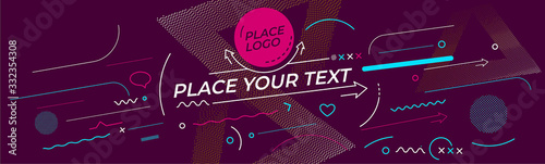Abstract technological promotion geometric shapes banner, Structure pattern technology backdrop..