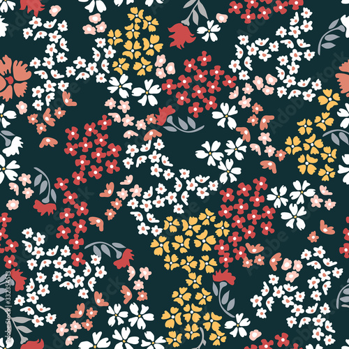 Trendy fabric pattern with small flowers.