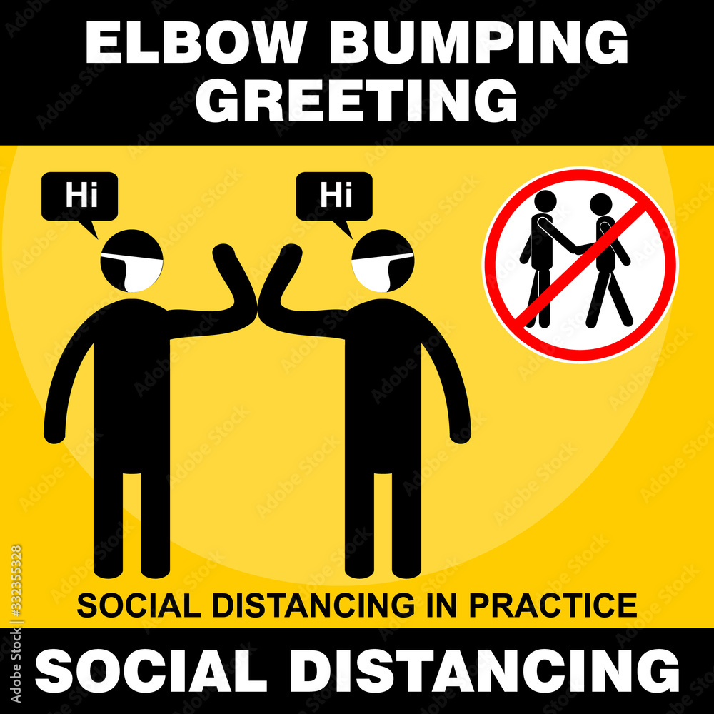 elbow bumping greeting, social distancing elbow bumping greeting, social distancing