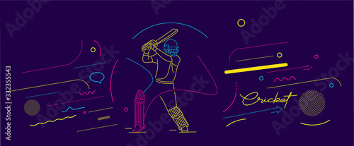 Cricket horizontal banner batsman championship background. Use for cover, poster, template, brochure, decorated, flyer, banner. photo