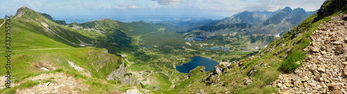 Mountain valley with lakes surrounded by ridges  Tatra Mountains