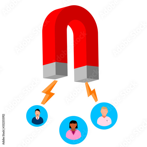 Customer people attracting with magnet icon design vector Illustration eps 10