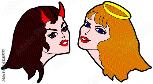 Sexy Devil and Angel Pin up Girl Illusration photo