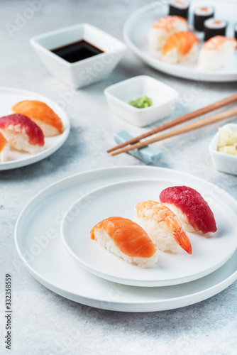 Mix of Traditional Japanese sushi