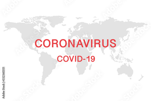 Coronavirus virus sign on world map  COVID-19 concept. Global pandemic alert. flat design vector illustration.