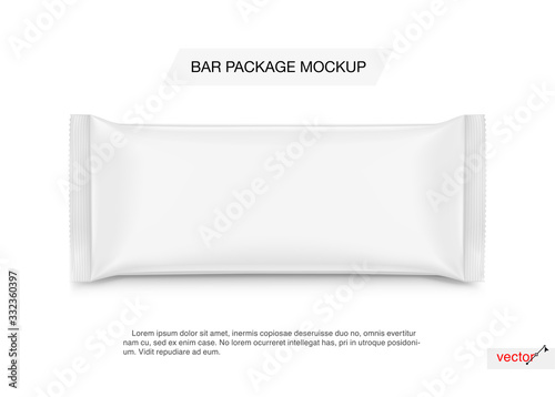 Blank mockup of flow pack. Vector illustration isolated on white background. It can be used in the adv, promo, package, etc. EPS10.	