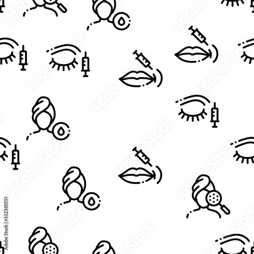 Skin Care Cosmetic Seamless Pattern Vector Thin Line. Illustrations