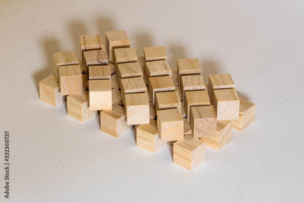 Illustration of puzzle with wood cubes