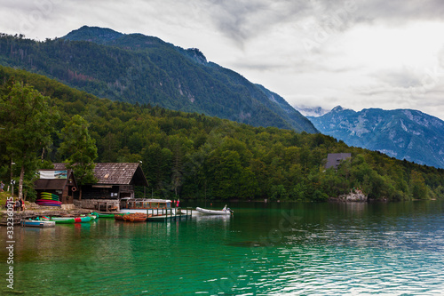 View of rental boat point in Bohinj lake