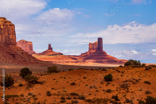 National parks usa southwest area of giant rock formations and table mountains in Monument Valley