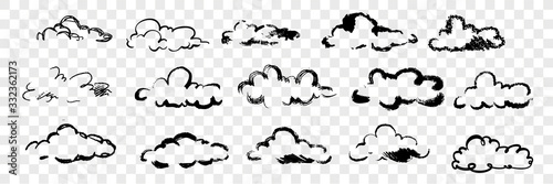 Hand drawn clouds set collection