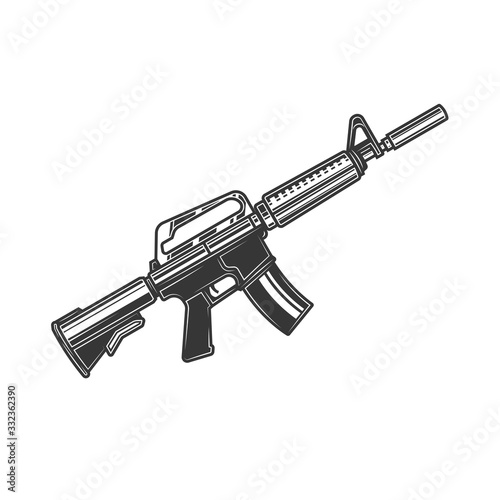 Original outline illustration of automatic weapon.