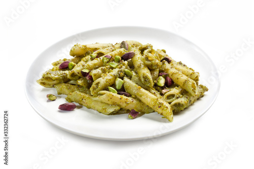 Wallpaper Mural Pasta with Pistachios "Pesto" Sauce from Bronte - Isolated on White Background Torontodigital.ca