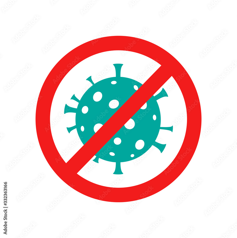 Vector illustration of virus banned by red sign. Stop Coronavirus. Corona virus pandemic alert. Vector illustration of virus banned by red sign. Stop Coronavirus. Corona virus pandemic alert.