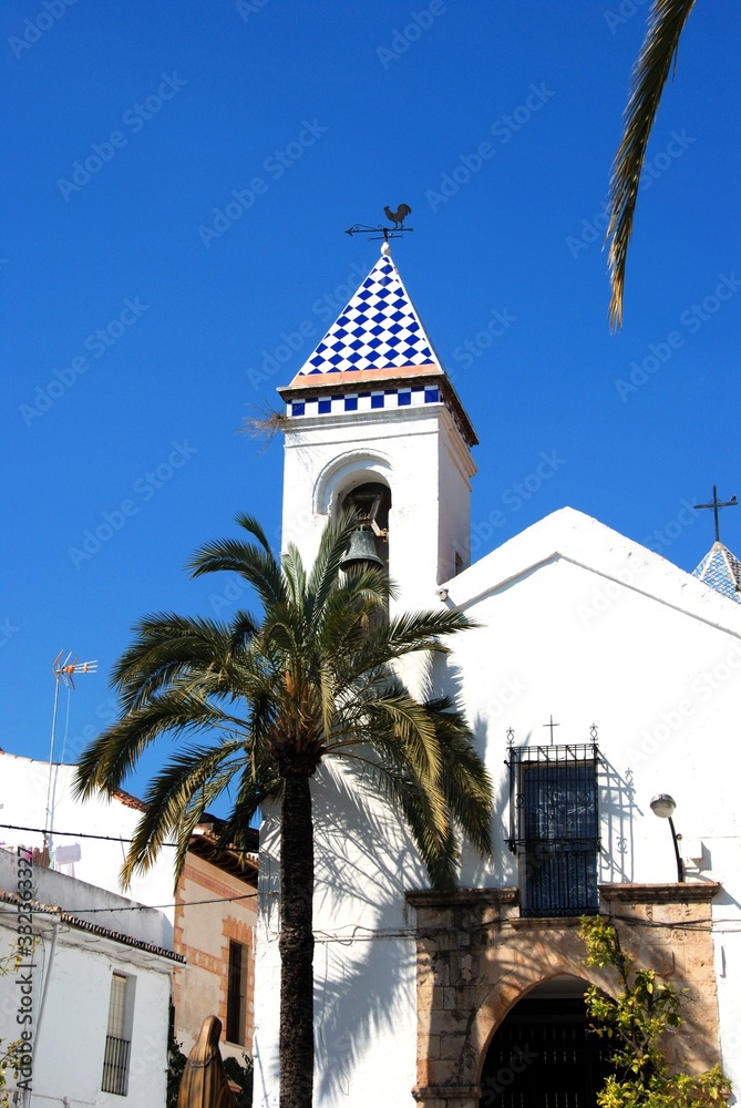 View of Santo Cristo Church (Ermita del Santo Cristo) in the Plaza Santa Cristo, Marbella, Spain.