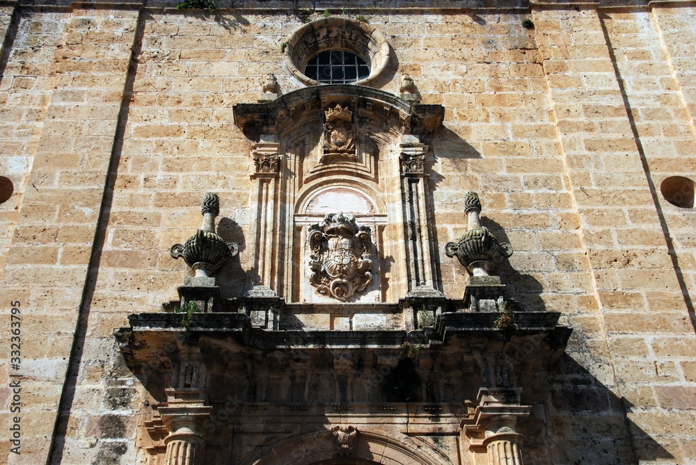 Ornate detail above the door of the Barefoot convent (Las Descalzas), Carmona, Spain.