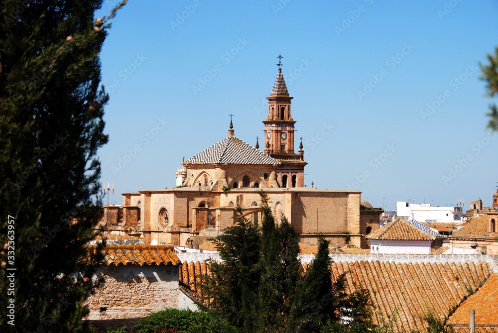 Elevated view of Santa Maria Priory, Carmona, Spain.