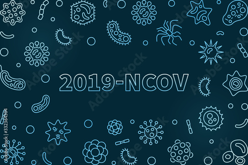Vector 2019-NCoV Virus blue concept outline frame or illustration on dark background
