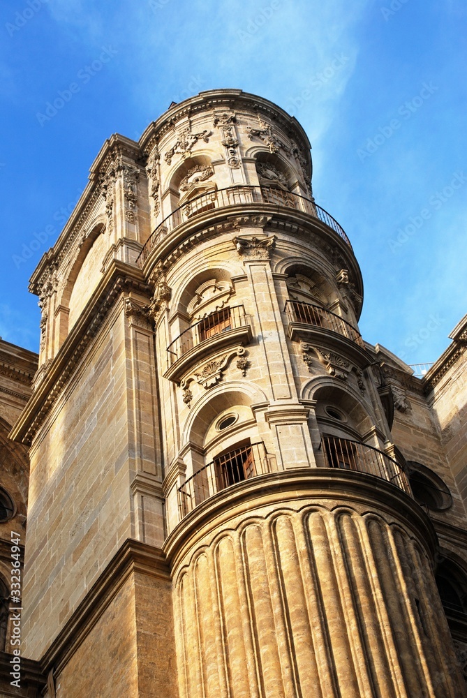 View of the Renaissance Cathedral (Catedral Manquita) in the city centre, Malaga, Spain.