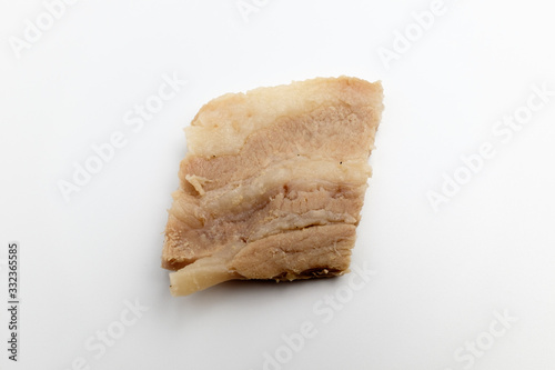 Boiled pork on white background
